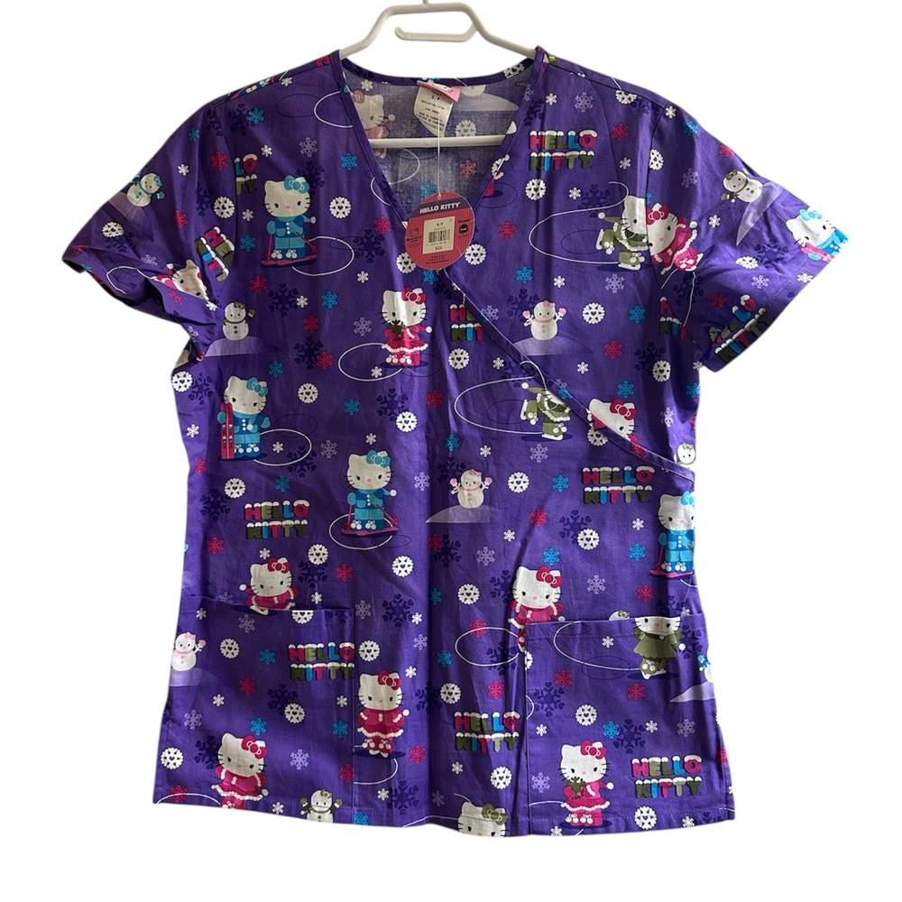 NWT Winter themed Hello Kitty scrub top size S